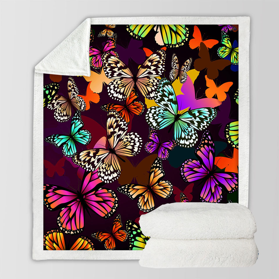 Vivid Colored Butterflies Decorative Throws