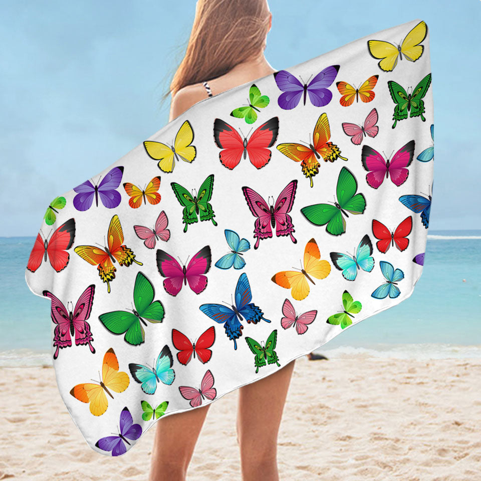 Vivid Colored Butterflies Pool Towels
