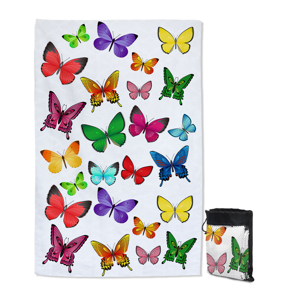 Vivid Colored Butterflies Quick Dry Beach Towel