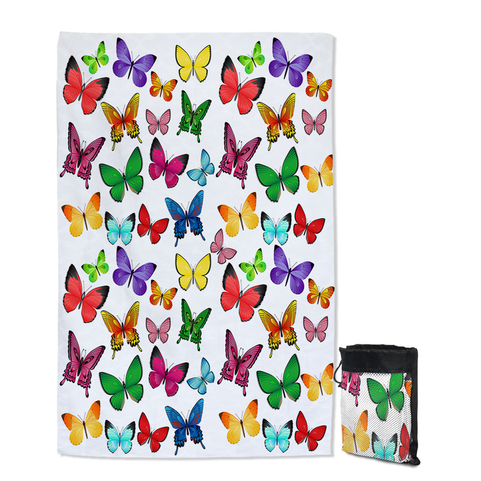 Vivid Colored Butterflies Swims Towel