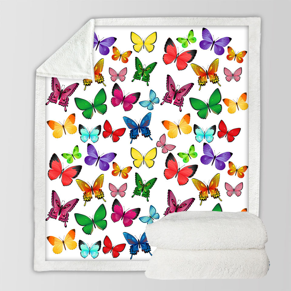 Vivid Colored Butterflies Throw Blanket