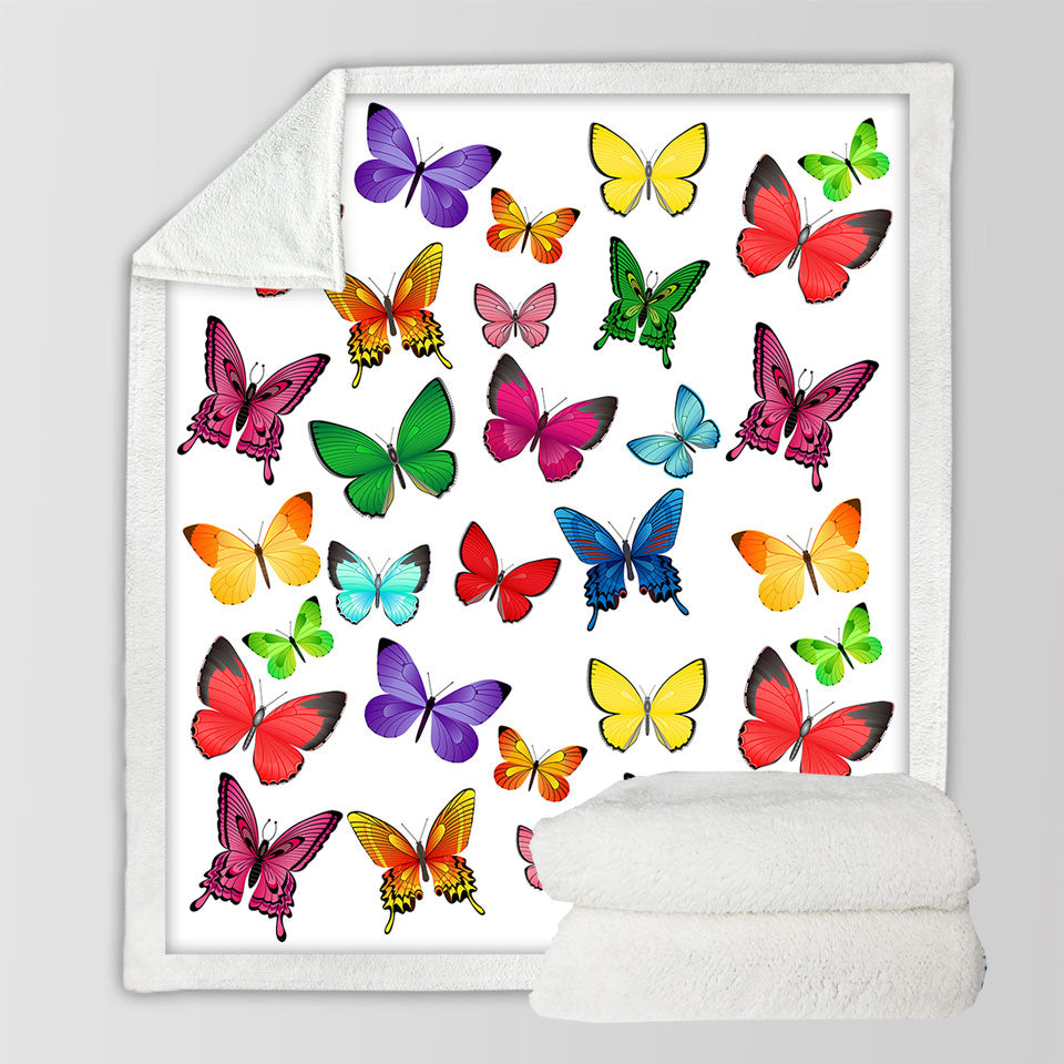 Vivid Colored Butterflies Throw Blanket