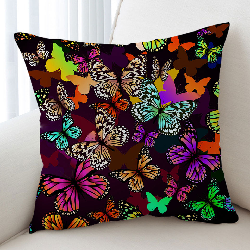 Vivid Colored Butterflies Throw Pillow