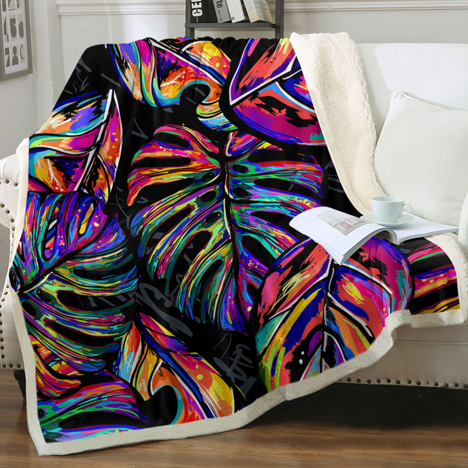 Vivid Colorful Tropical Leaves Throws