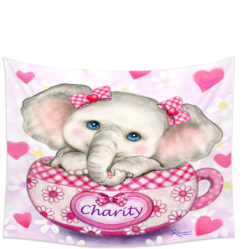 Wall Art Prints for Kids Inspiring Design Cute Girly Elephant