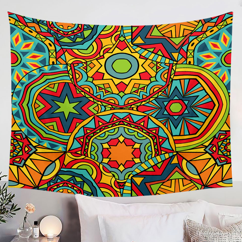 Wall Art with Green Red Blue Messy Abstract