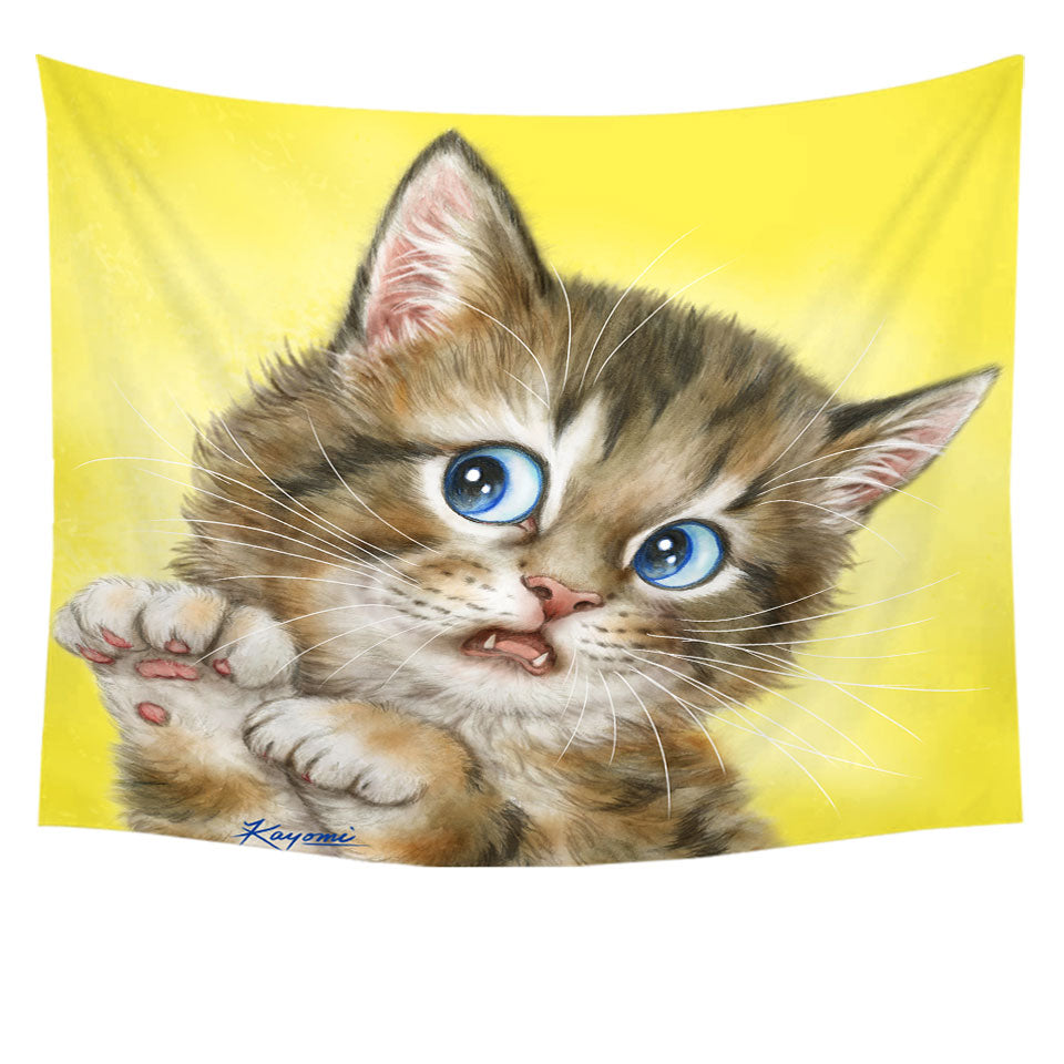 Wall Decor Tapestries Designs for Kids Adorable Tabby Kitty Cat