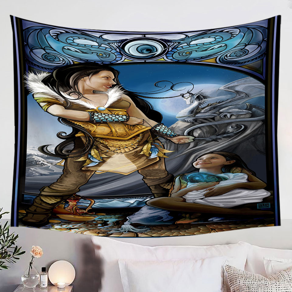 Wall-Decor-Tapestries-with-Fantasy-Art-Dragon-Rider