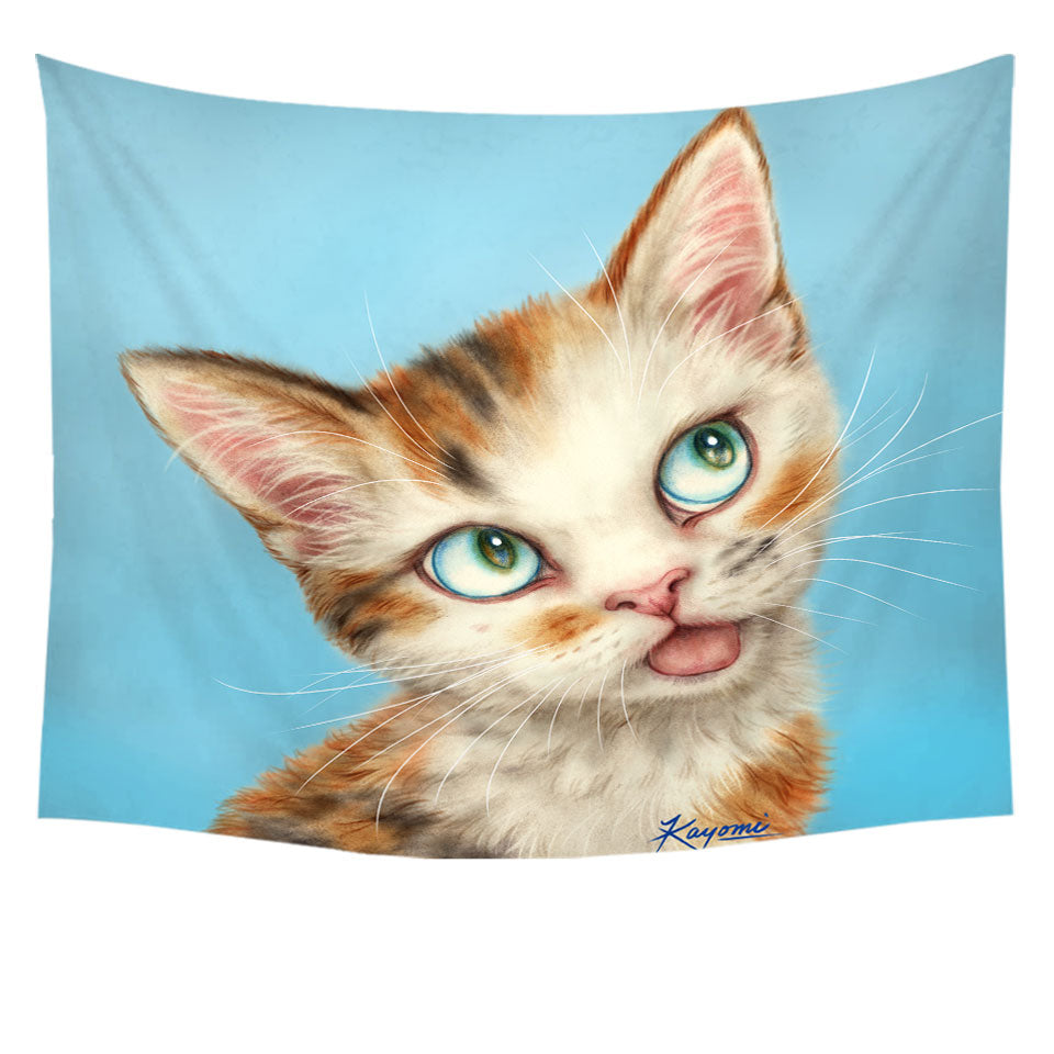 Wall Decor Tapestries with Kittens Cute Drawings Beautiful Ginger Tabby Cat