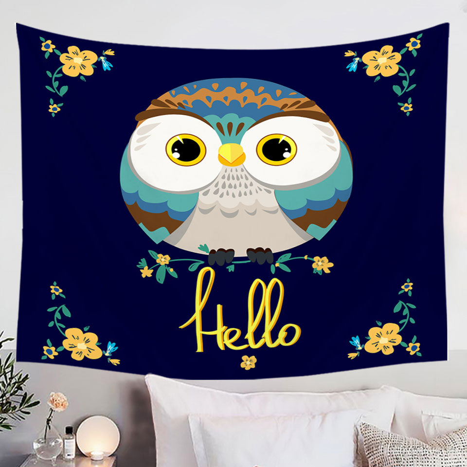 Wall Decor Tapestry for Kids Cute Little Owl