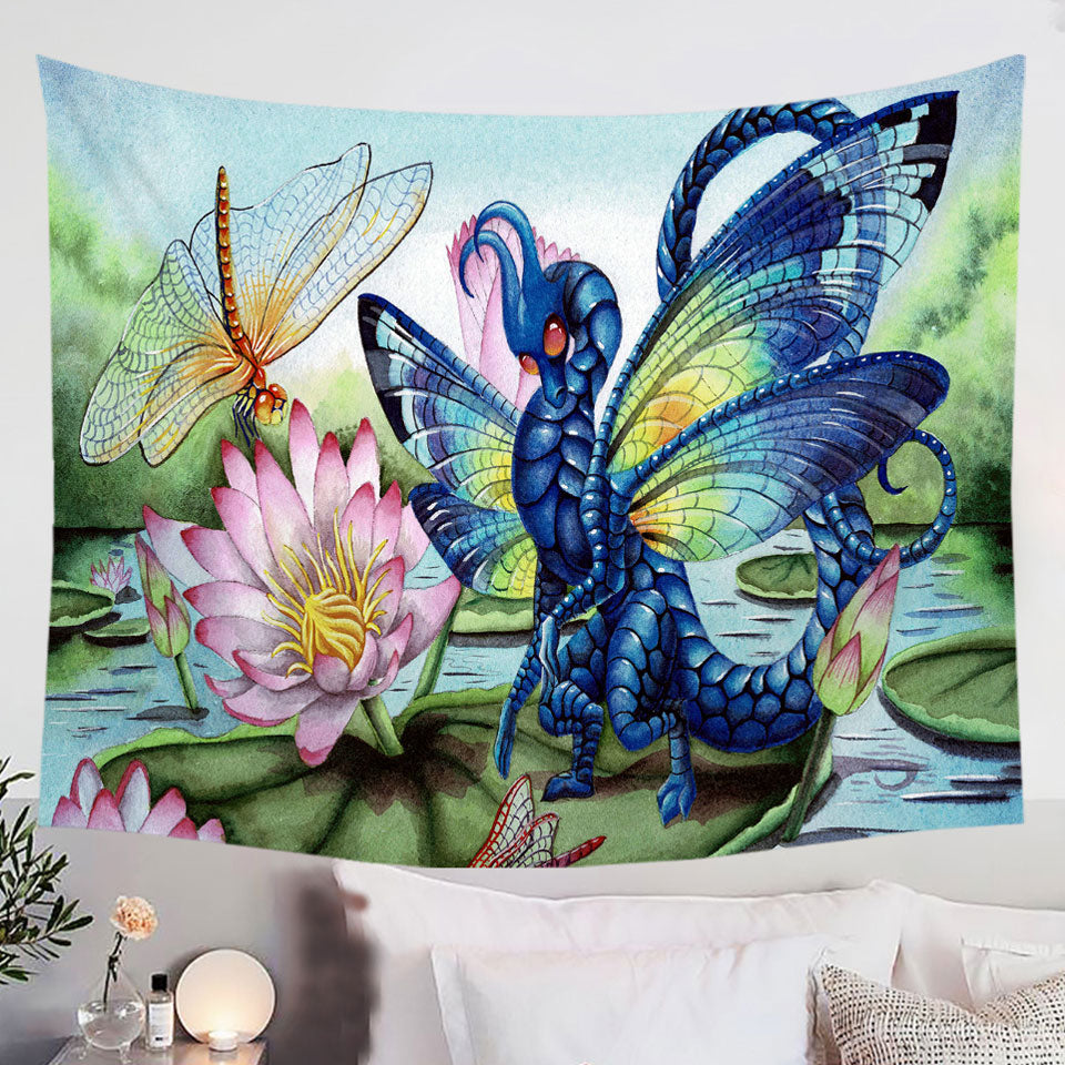 Wall-Decor-of-Giant-Water-Lilies-Dragonflies-and-Dragon