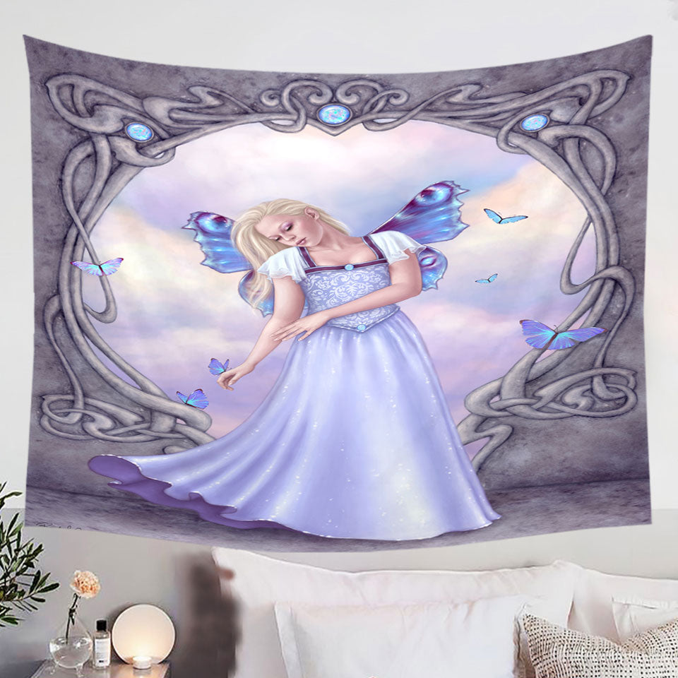 Wall-Decor-with-Butterflies-and-Light-Purple-Opal-Butterfly-Girl-Hanging-Fabric-On-Wall