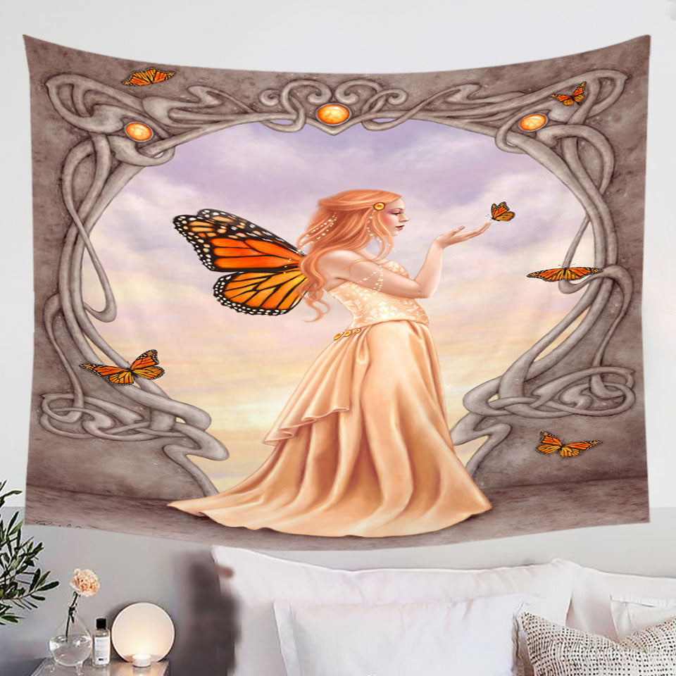 Wall-Decor-with-Butterflies-and-Peach-Citrine-Butterfly-Girl-Tapestry