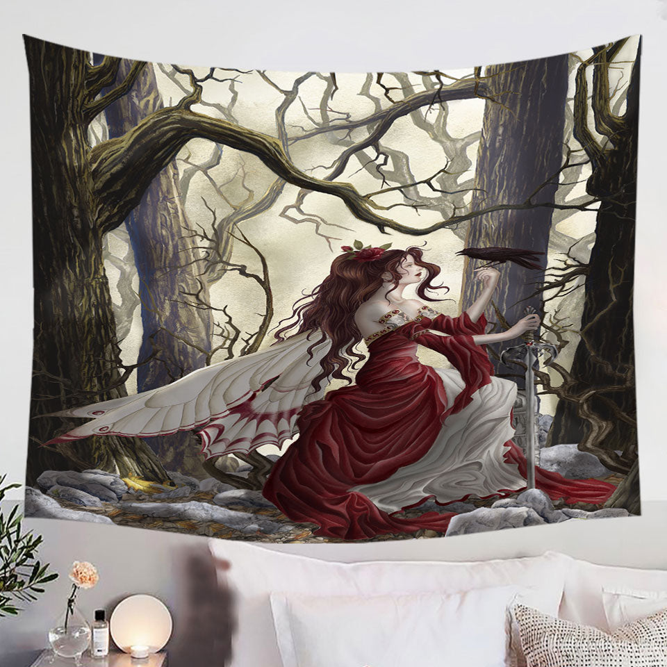 Wall-Decor-with-Fantasy-Art-the-Red-Fairy-and-Her-Crow