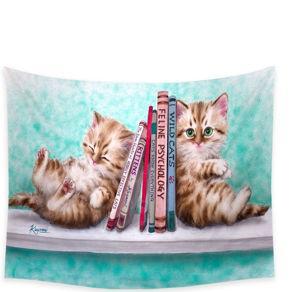 Wall Decor with Funny Cute Cats Designs Books and Kittens