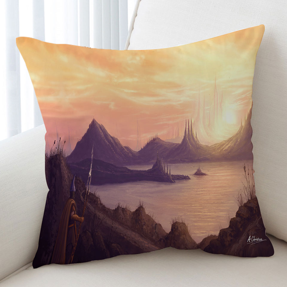 Warrior Long Journey by The Lake Cushion Cover