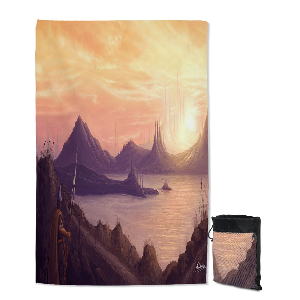 Warrior Long Journey by The Lake Quick Dry Beach Towel
