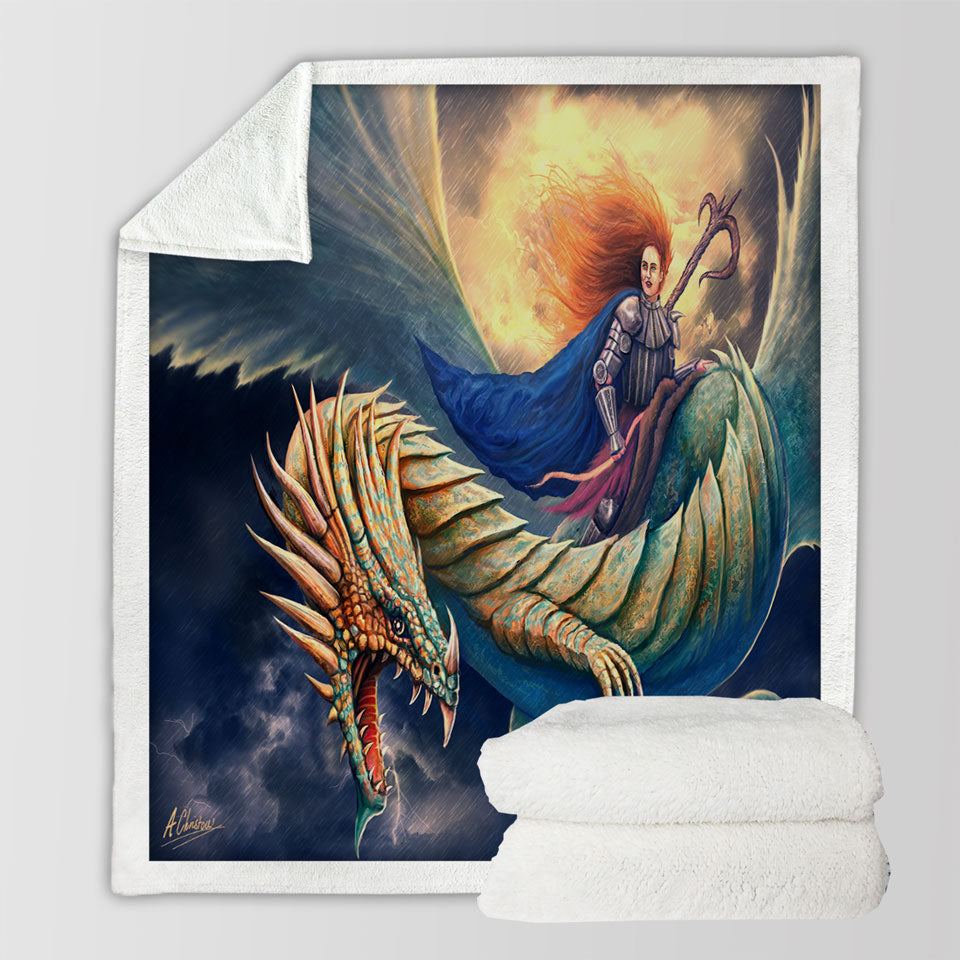 products/Warrior-Riding-a-Scary-Dragon-Sherpa-Blanket
