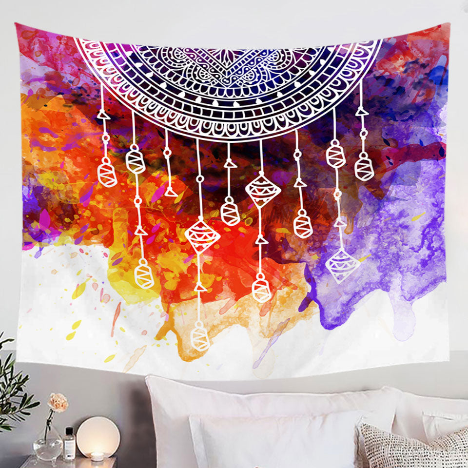 Water Colored and Mandala Tapestry