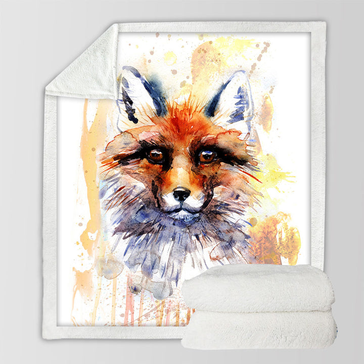 Watercolor Art Throws Painting Fox