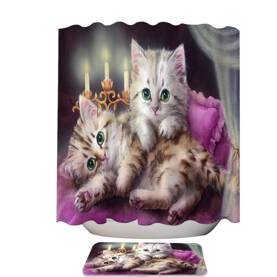 Where to Buy Shower Curtains with Cats Art Paintings Candle Night Kittens