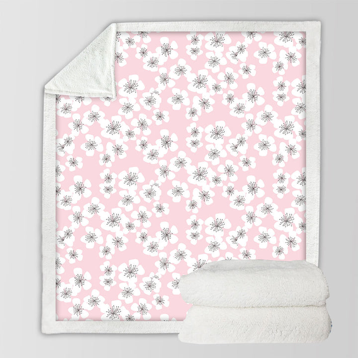 White Floral Sherpa Blanket