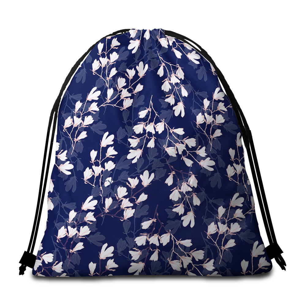 White Flowers Beach Bags and Towels