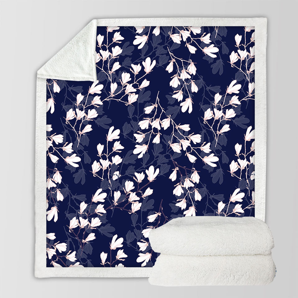 White Flowers Decorative Throws