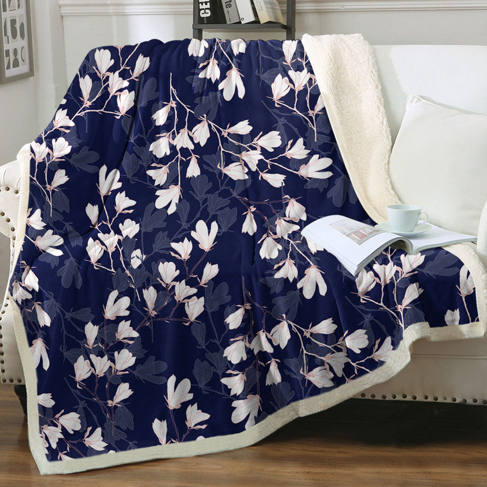 White Flowers Sofa Blankets