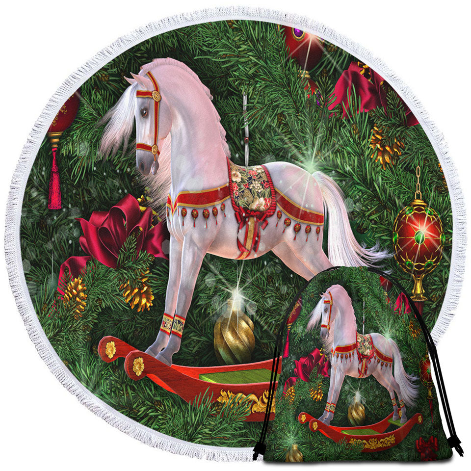 White Horse Swing the Magic of Christmas Beach Towels