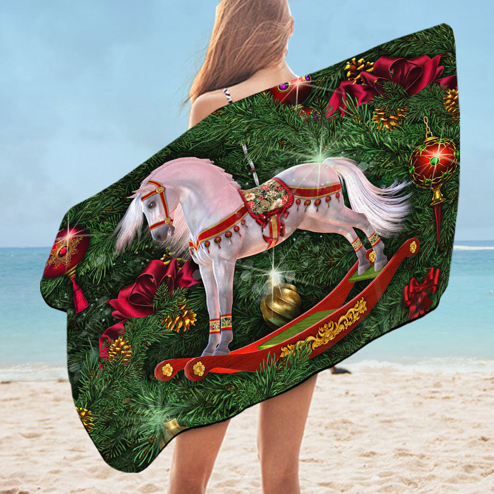 White Horse Swing the Magic of Christmas Swims Towel