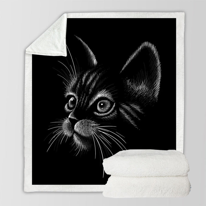 White Portrait Cat Kitten Couch Throws