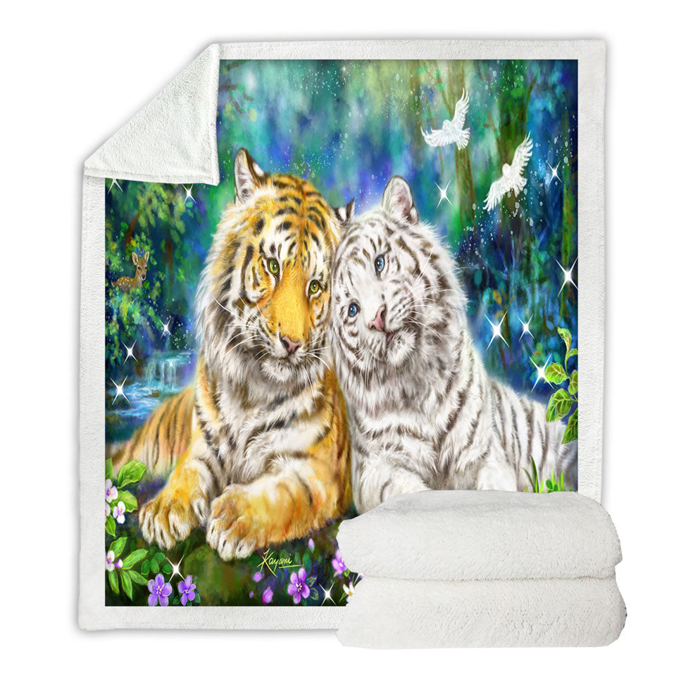 White and Orange Tigers in Love Throws