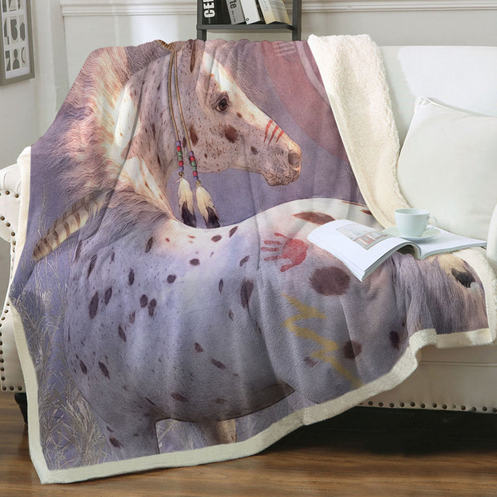 products/White-with-Brown-Spots-War-Pony-Horse-Sherpa-Blanket