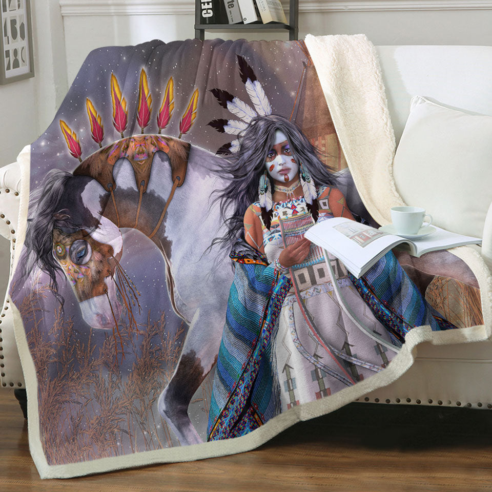 products/Wicasa-Native-American-Girl-and-Her-Horse-Throws