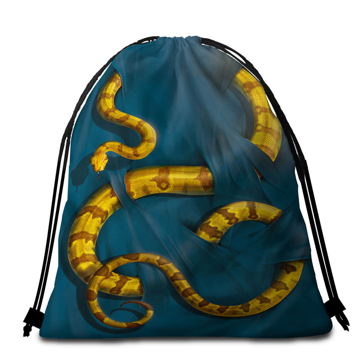 Wild Animal Art Boa Constrictor Snake Beach Bags for Towels