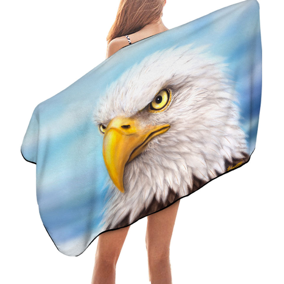 Wild Animal Art Paintings Eagle Head Microfiber Beach Towel