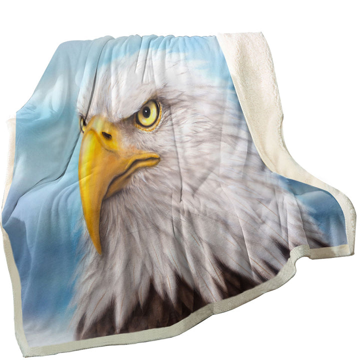 Wild Animal Art Paintings Eagle Head Throw Blanket