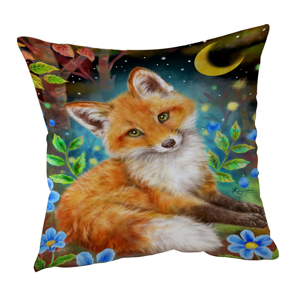 Wild Animal Art Paintings Fox in the Forest Cushion and Throw Pillow Cover