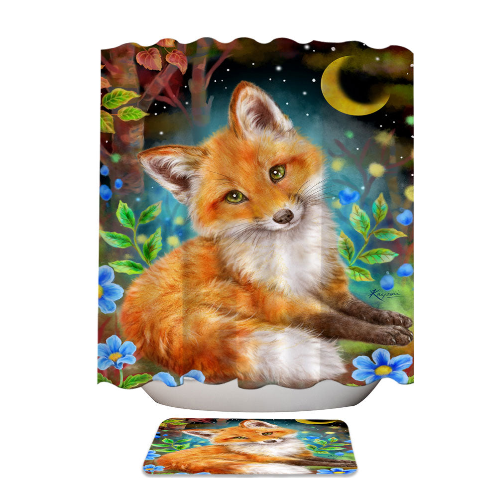 Wild Animal Art Paintings Fox in the Forest Shower Curtain