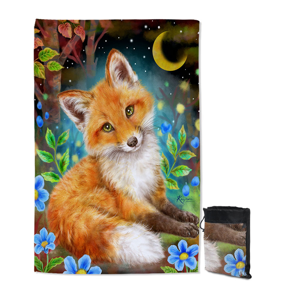 Wild Animal Art Paintings Fox in the Forest quick Dry Beach Towel