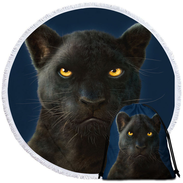 Wild Animal Art Portrait Black Panther Beach Towels