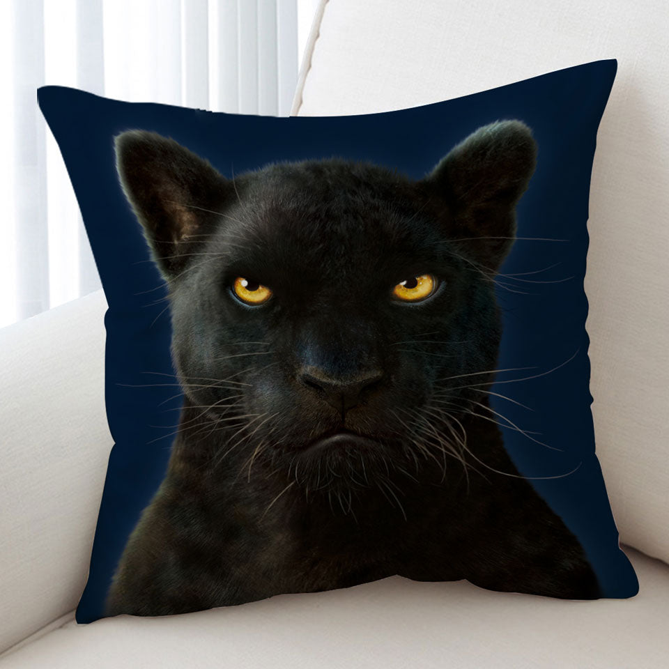 Wild Animal Art Portrait Black Panther Cushion