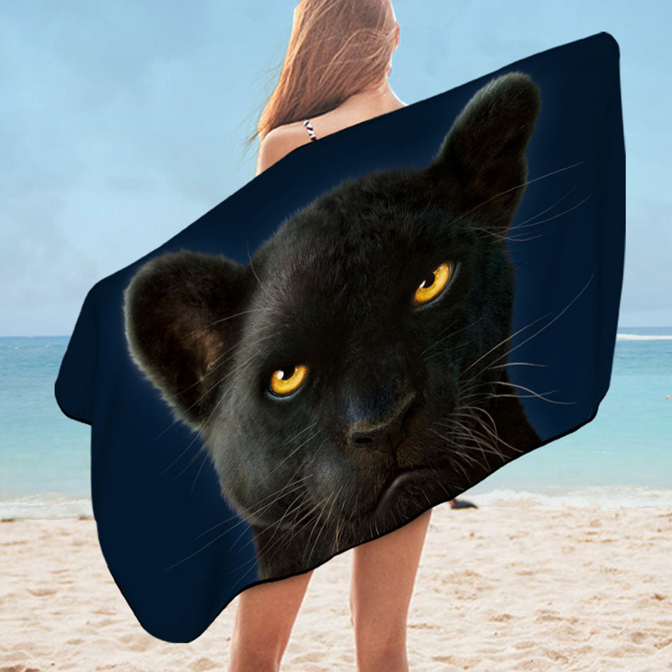 Wild Animal Art Portrait Black Panther Pool Towels