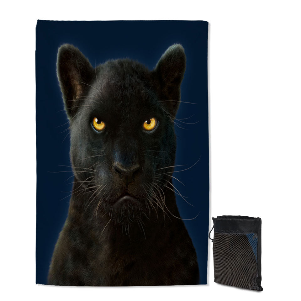 Wild Animal Art Portrait Black Panther Swims Towel