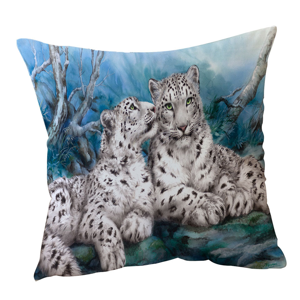 Wild Animal Art Whisper White Snow Leopards Cushions