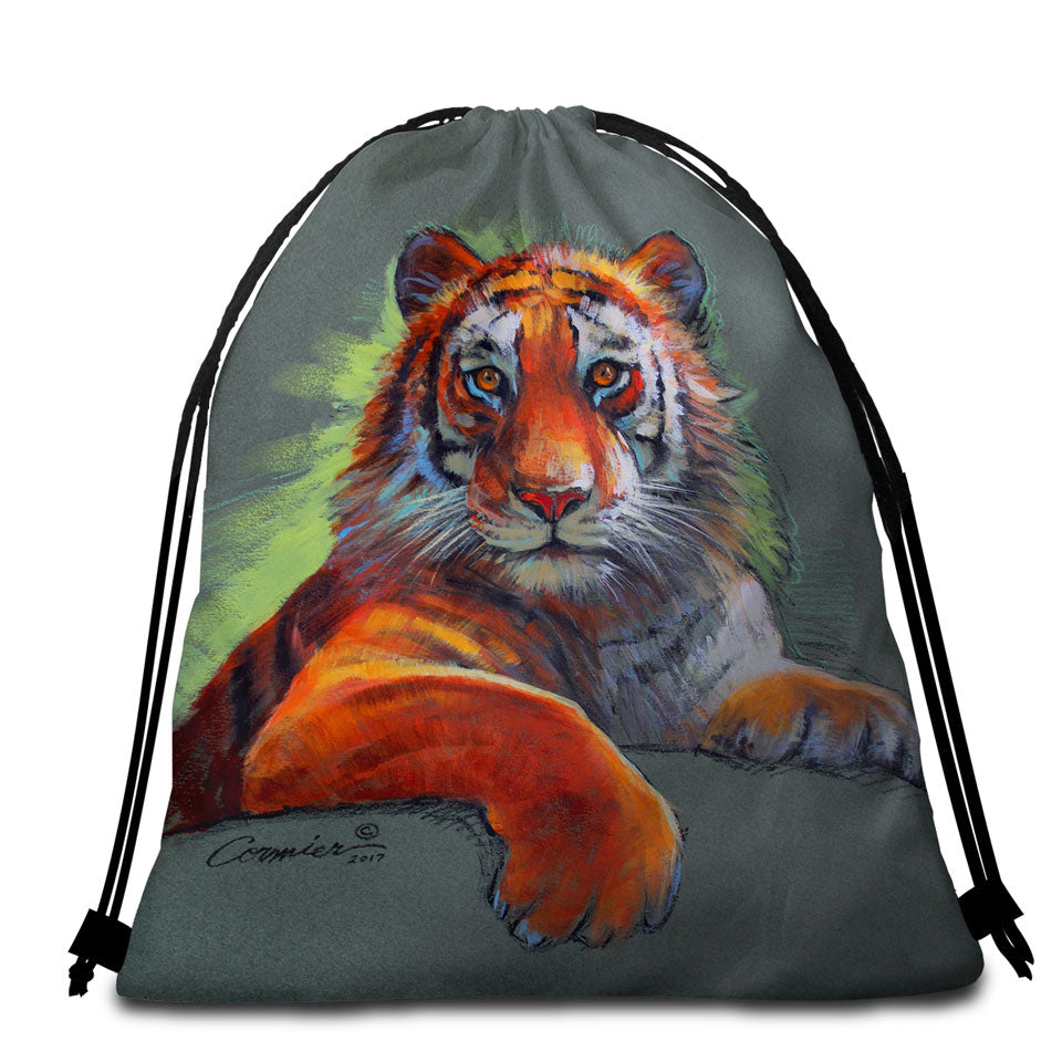 Wild Animal Beach Towel Bags Art Drawings Tiger Sketch