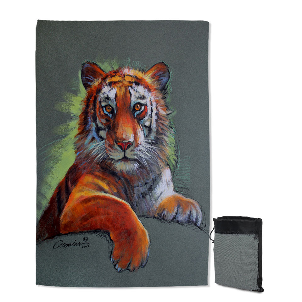 Wild Animal Quick Dry Beach Towel Art Drawings Tiger Sketch