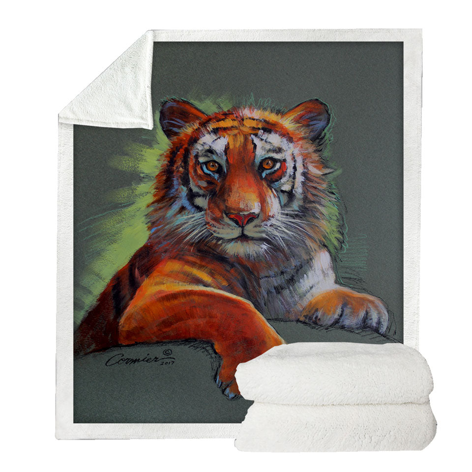 Wild Animal Sherpa Blanket Art Drawings Tiger Sketch