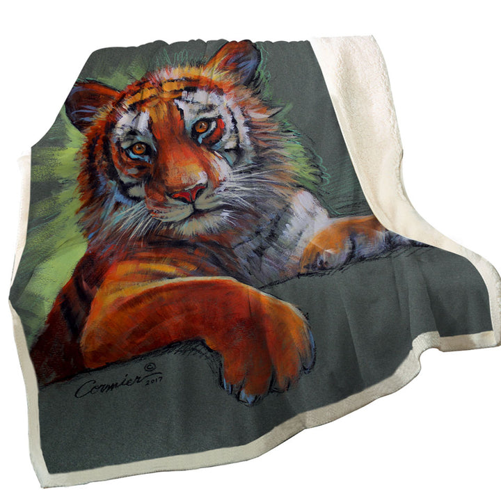 Wild Animal Throw Blanket Art Drawings Tiger Sketch